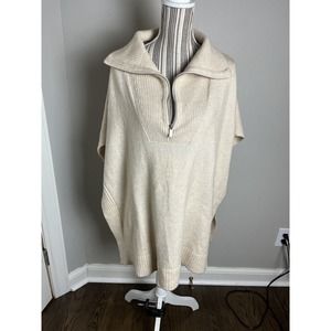 H&M Poncho/Cape/Pullover Cream Sweater Wool Blend Sz XS Ouiet luxury
